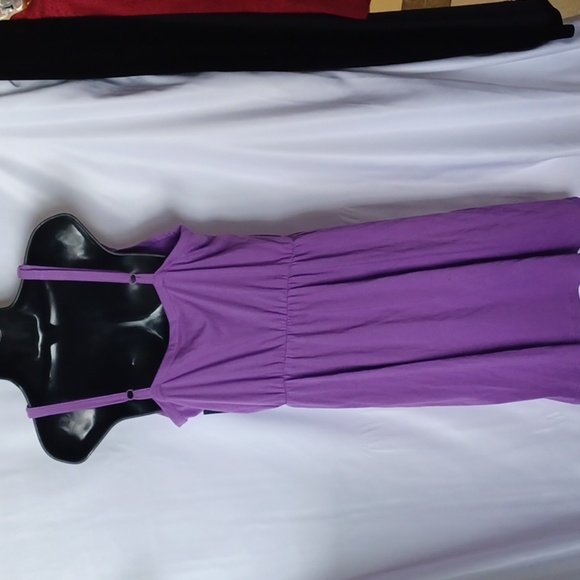 Faded Glory Purple Summer Dress Knee Length Fabric Knit Size L (12-14) New - Picture 4 of 6